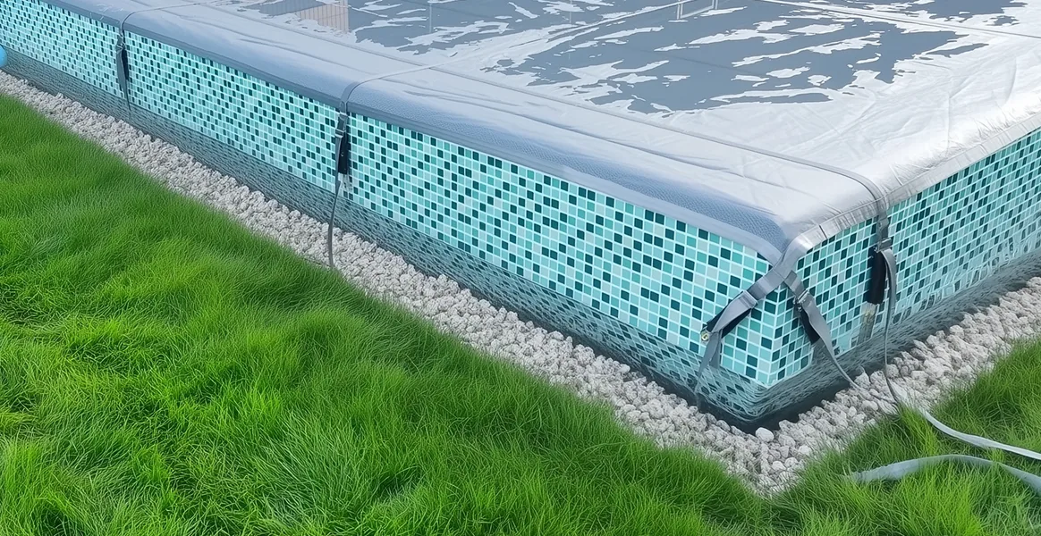 Покрывало для бассейна под снегом — защита зимой в Волжском